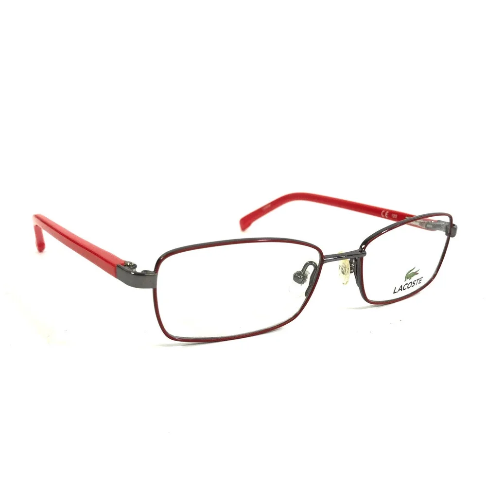 Lacoste Petite Eyeglasses Frames L3102 045 Red Silver Rectangle 48-15-125